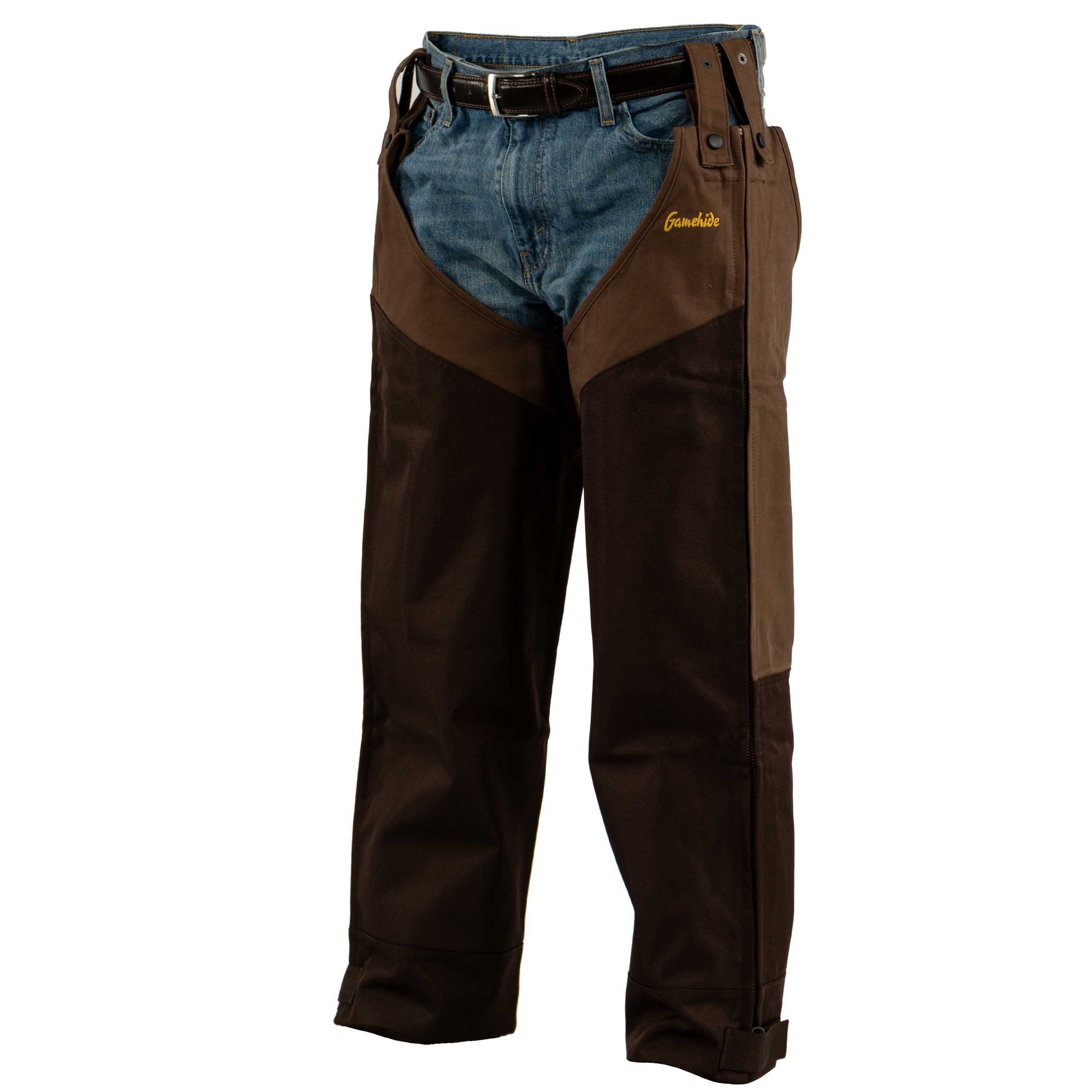 gamehide Heavy Duty Upland Chap front (Dark Brown)