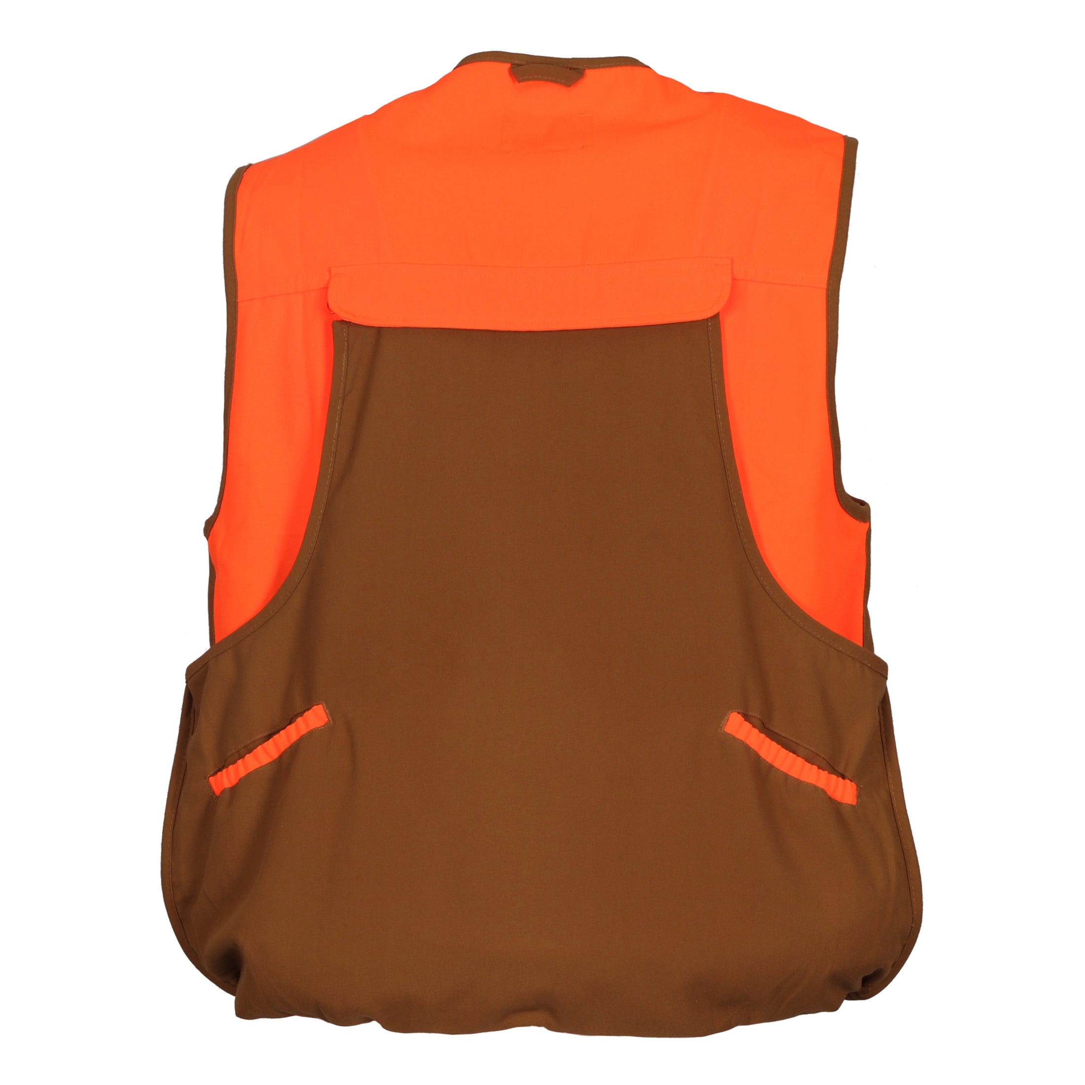 gamehide Chukar Upland Bird Hunting Vest back (marsh brown/blaze orange)