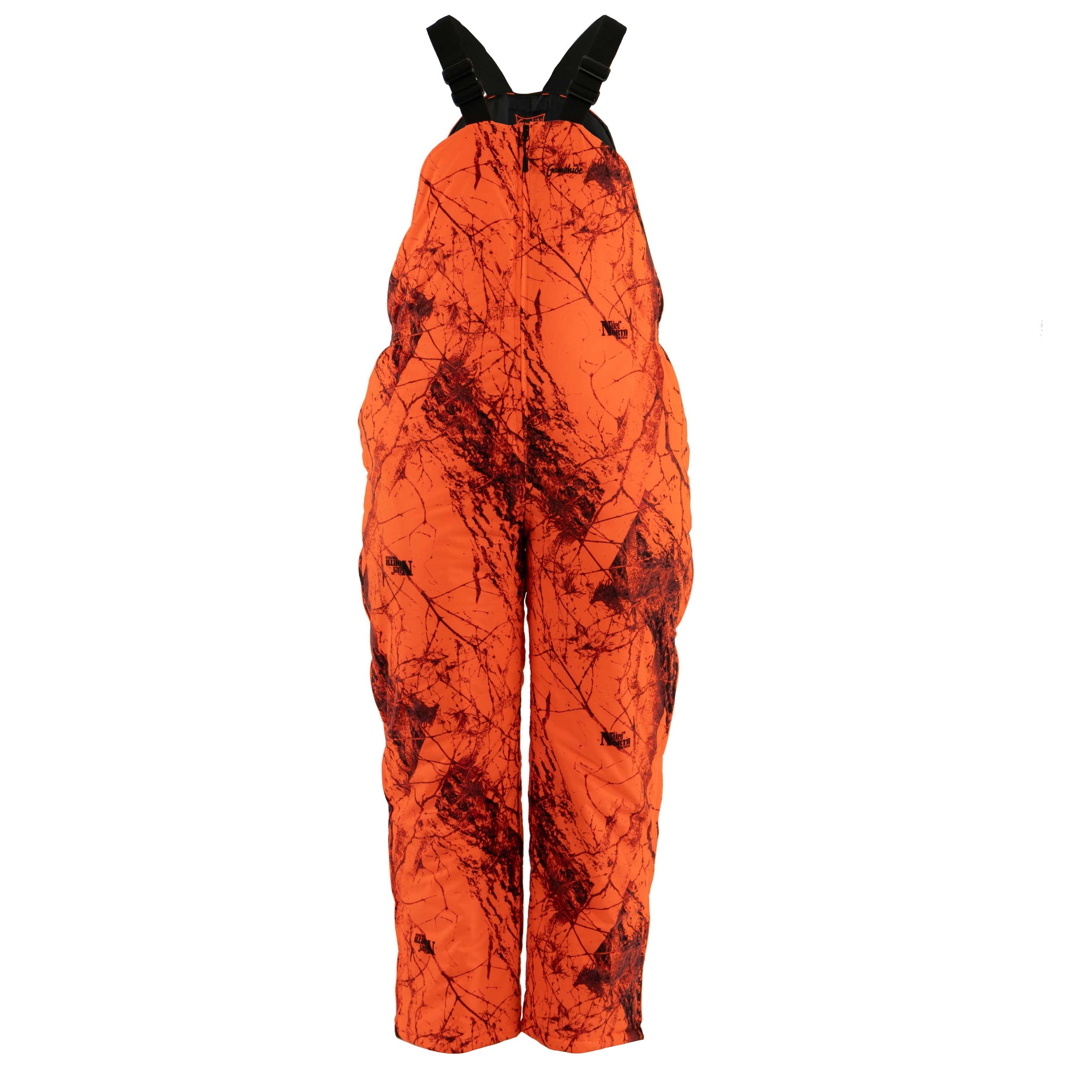 gamehide Flatland Bib front (naked north blaze orange camo)