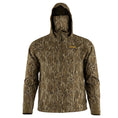 Load image into Gallery viewer, Solitude ridge pullover - hood up- front view (mossy oak new bottomland)
