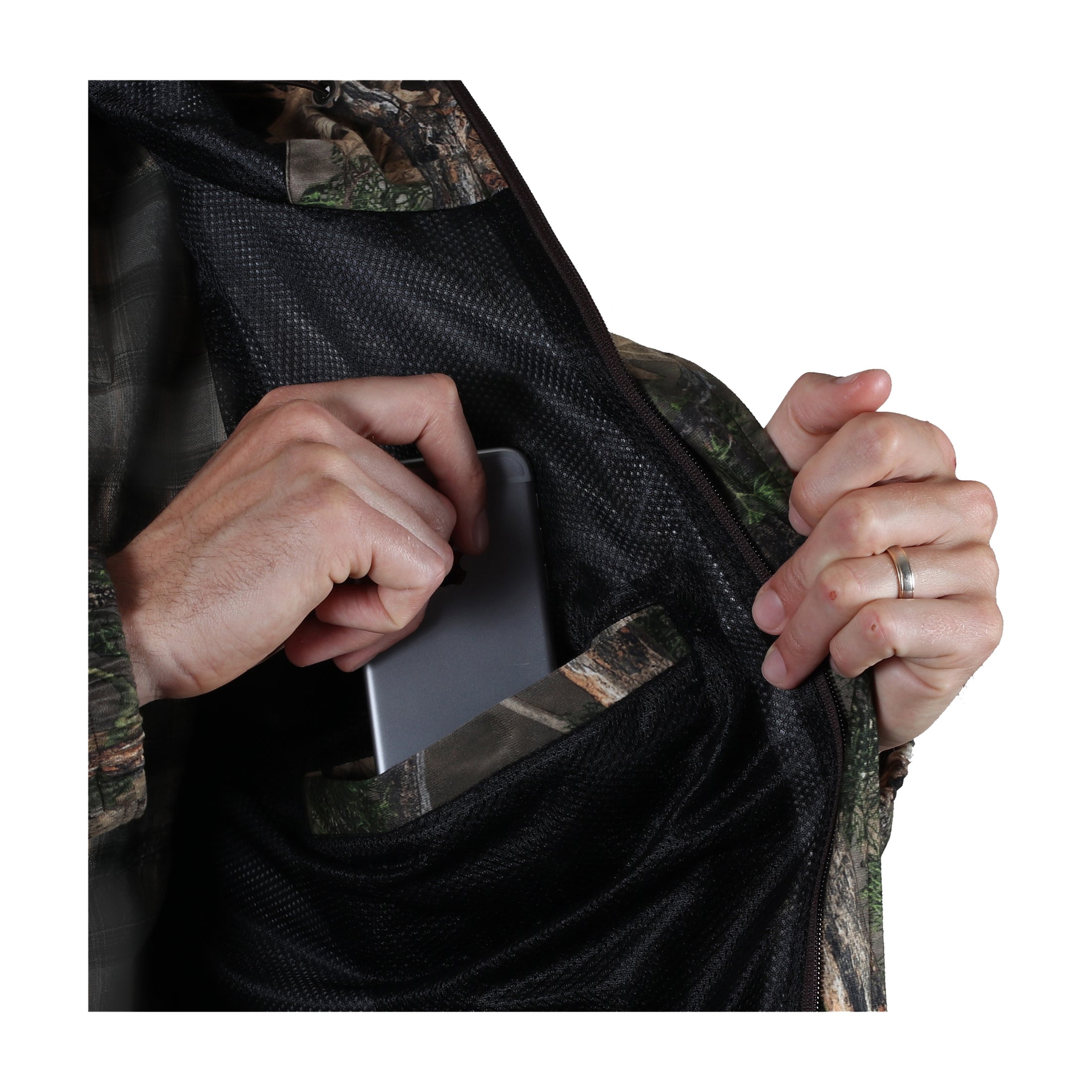 Gamehide Deer Camp Rain Jacket - Inside Pocket View - Realtree Edge