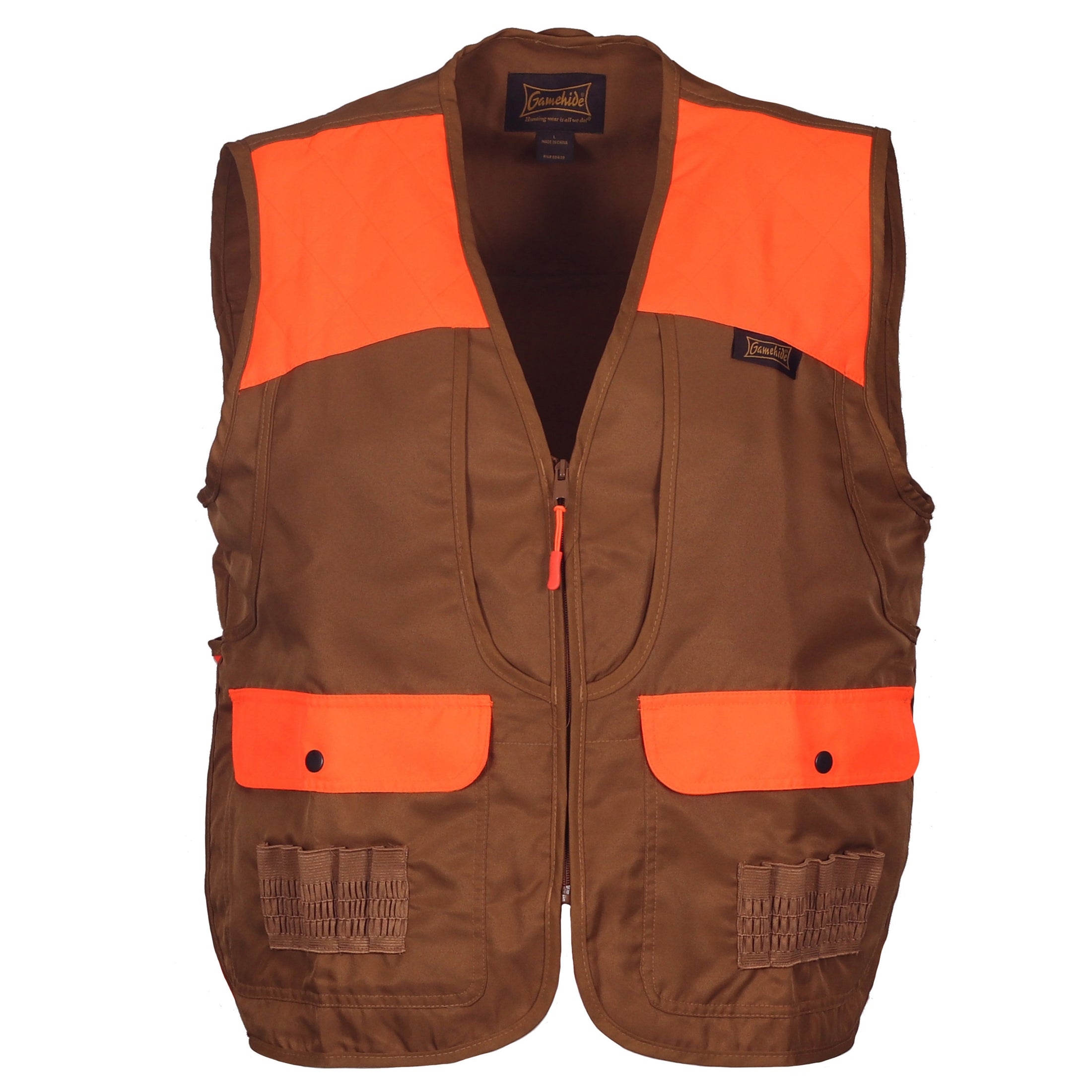 Gamehide - Front Loader Vest - Front View - #color_marsh-brown-orange