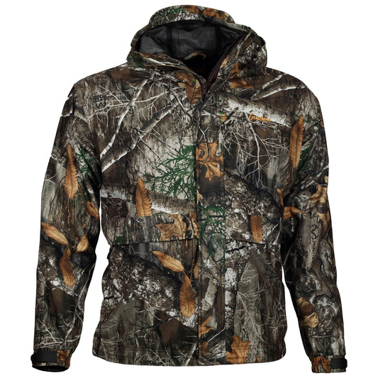 Gamehide Deer Camp Rain Jacket - Front View - Realtree Edge