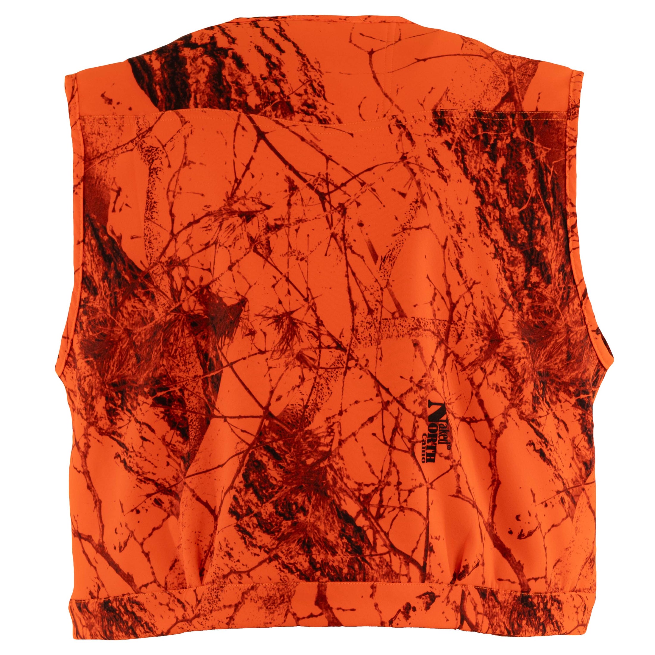 Open range vest - back view (naked north blaze orange camo)