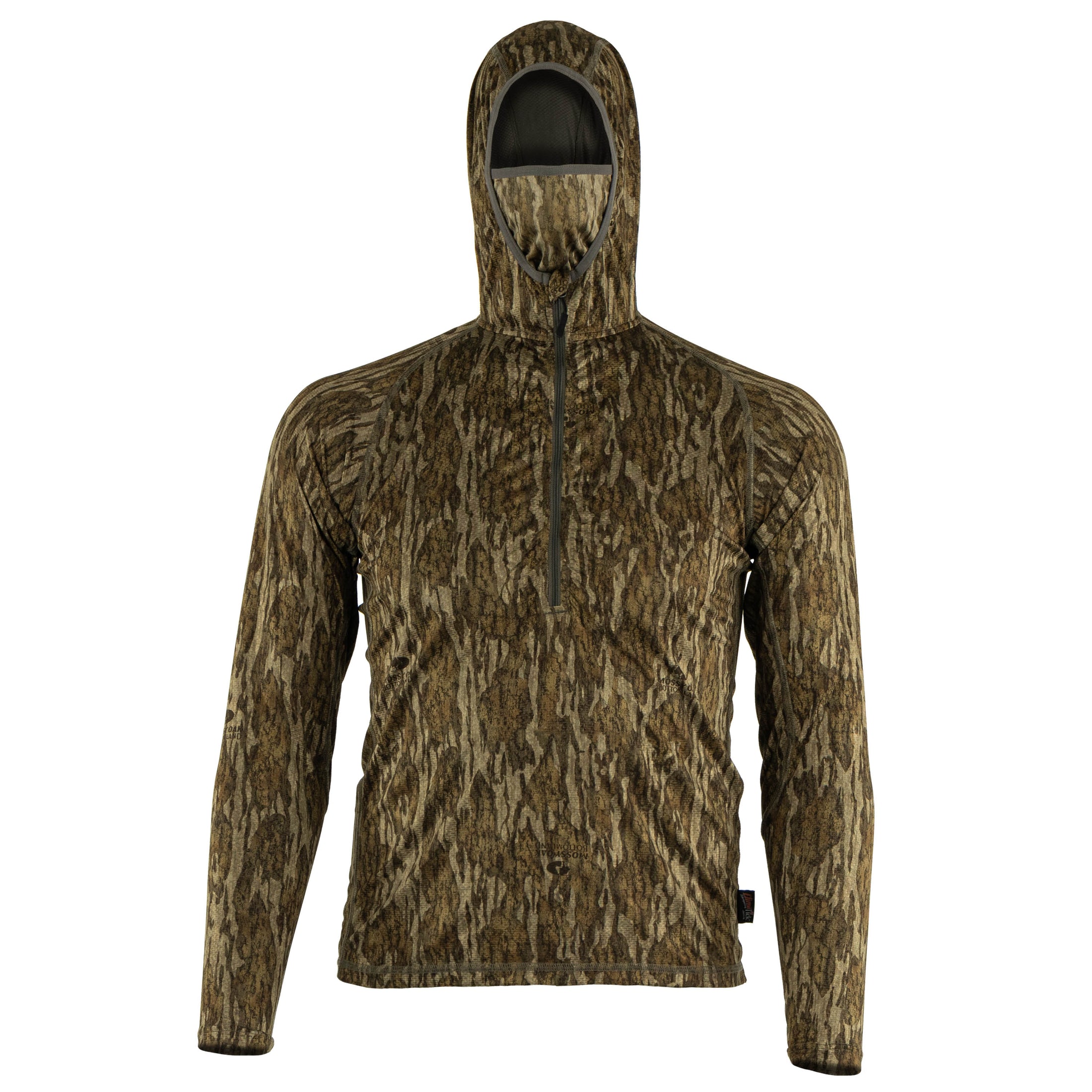 ElimiTick AeroFlex Tick Repelling Lightweight Stretch Hoodie Front mask - (mossy oak new bottomland)