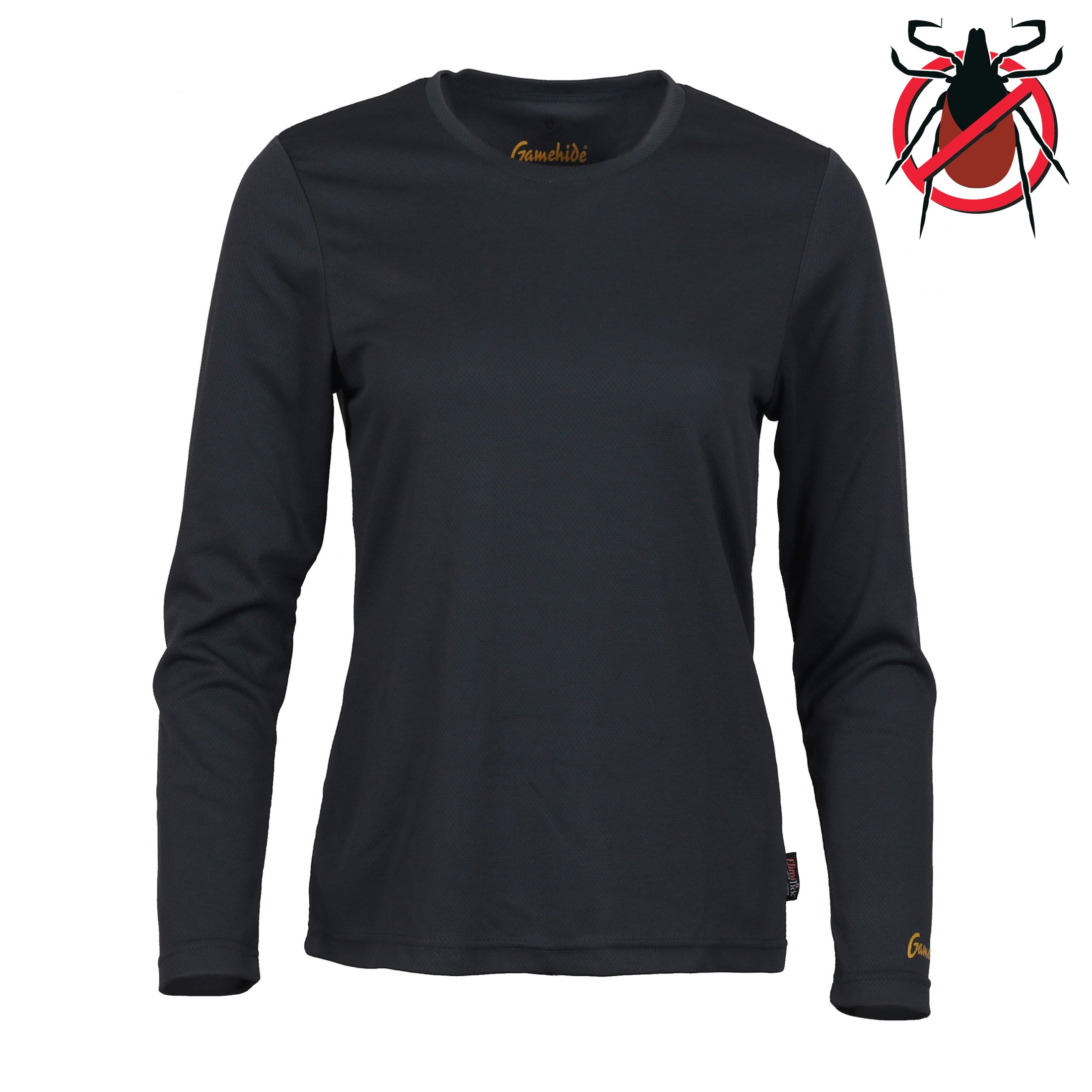 Gamehide ElimiTick Womens Long Sleeve Shirt Front View - Tick - Charcoal