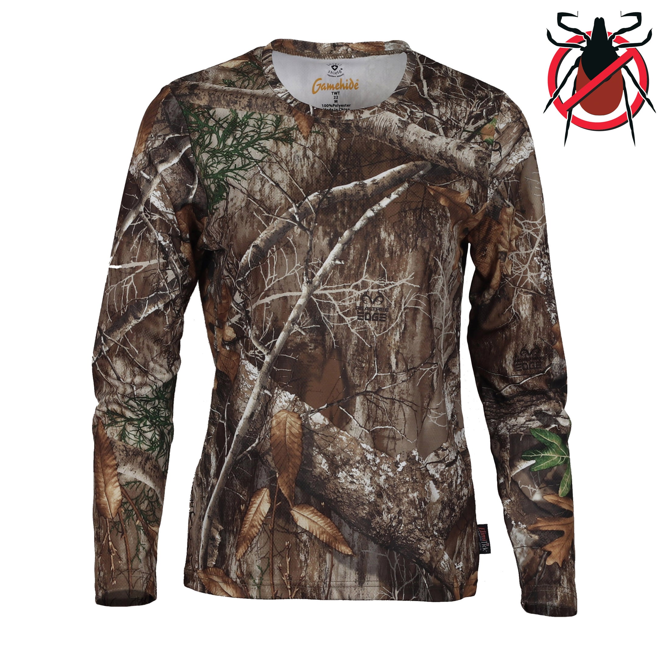 Gamehide ElimiTick Womens Long Sleeve Shirt Front View - Tick - Realtree Edge